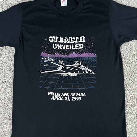 Vintage Stealth Unveiled Shirt Mens Large Nighthawk Nellis AFB 1990 USA 90s - Picture 3 of 12